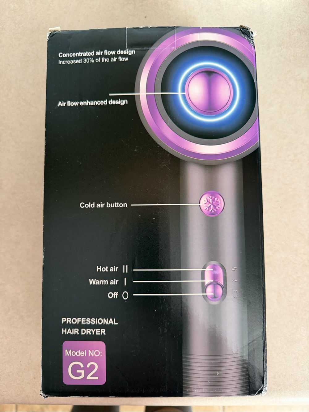 Professional Hair Dryer G2 in Metallic Gray with Purple Accents